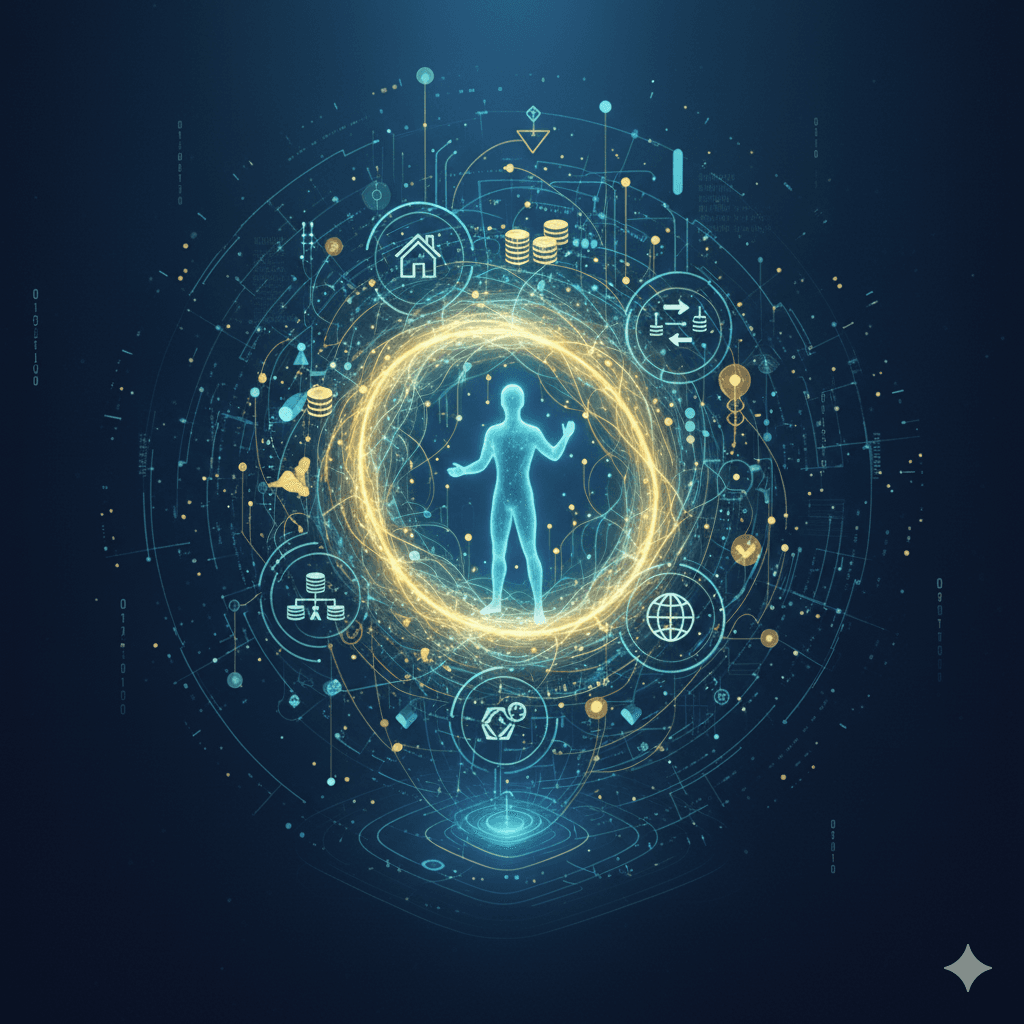 Tax complexity visualization showing interconnected financial systems, multi-entity structures, and global tax considerations